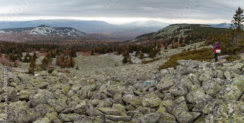 Autumn landscape from the top of the mountain.