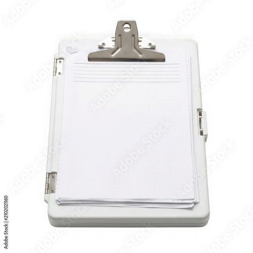 Simple white clipboard with pen holder