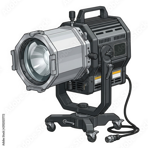 Studio light on tripod with black base