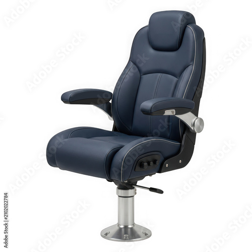 Modern blue office chair isolated on white background
