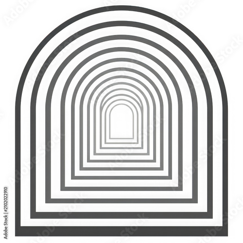 Concentric arch tunnel illustration with shadows