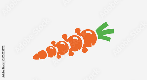 Quadro su tela Stylized orange carrot with green top.