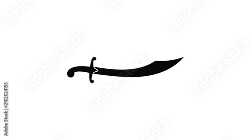 Schilderij op canvas Curved blade scimitar weapon black silhouette saber