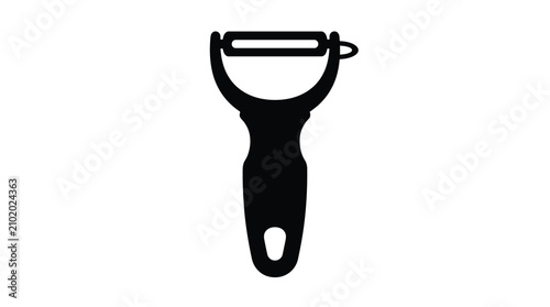 Cuadro en lienzo Vegetable peeler in black silhouette against a white background