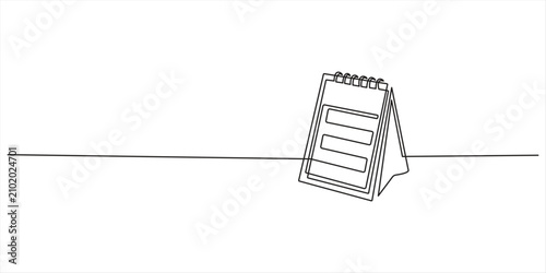 Cuadro en lienzo Loose-leaf date time calendar icon in one line continuous doodle art style