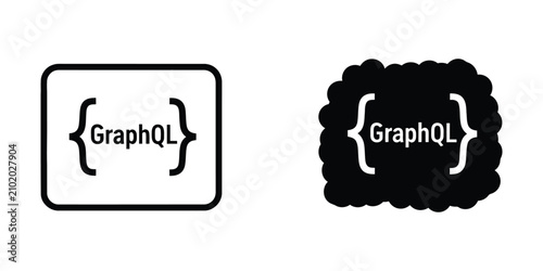 фотографія GraphQL code snippet in outline and solid shapes on white background for technol