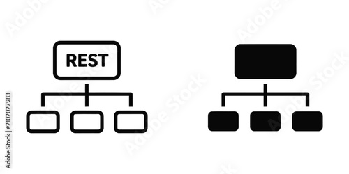 Картината върху платно REST API architecture diagram with subordinate elements in flat design on white