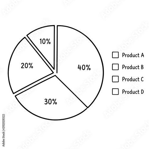 vector illustration of a pie chart vector outline style design