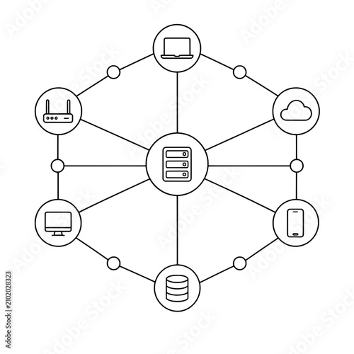 social network concept vector outline style design