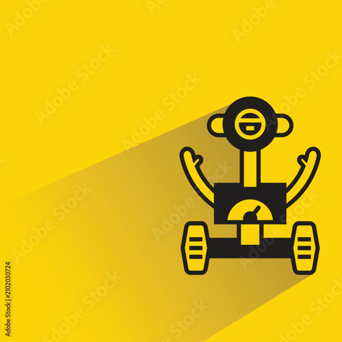 Εκτύπωση καμβά droid robot with shadow on yellow background