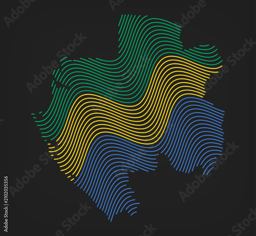 Принти на полотні Map of Gabon from dynamic waves