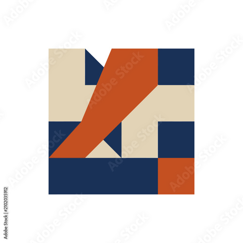 Modern abstract art featuring diagonal lines and solid colors.