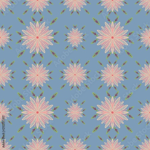 Seamless flowers pattern elements designed for background, wallpaper, decorating, wrapping, fabric, clothing, textiles, tiles, carpet, embroidery designs