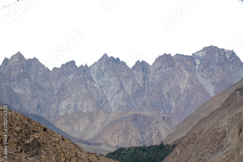 Konstfotografi Mountain peaks Karakoram range in Pakistan with sharp rocky textures rising abov