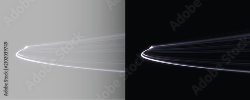 Canvas Print Abstract neon speed trail on transparent and black background, fast motion blur