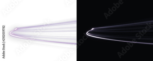 Εκτύπωση καμβά Abstract neon speed trail on white and black background, fast motion blur backdr