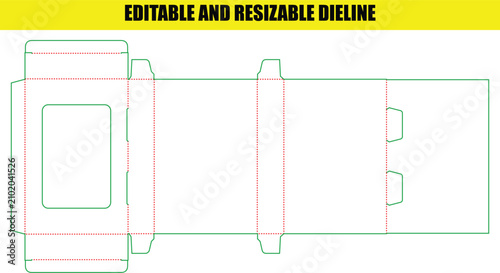 Flat box template with a display window and tuck end flaps for retail product packaging