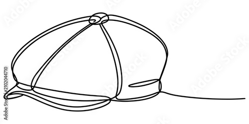 Konstfotografi Continuous single line drawing of a flat cap or newsboy hat