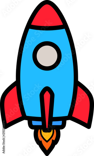 Colorful Cartoon Rocket Ship Launching Illustration, Flat Vector Graphic for Startup Business Success, Space Exploration and Technology Concept, Scalable SVG Clipart for Web Design and Apps