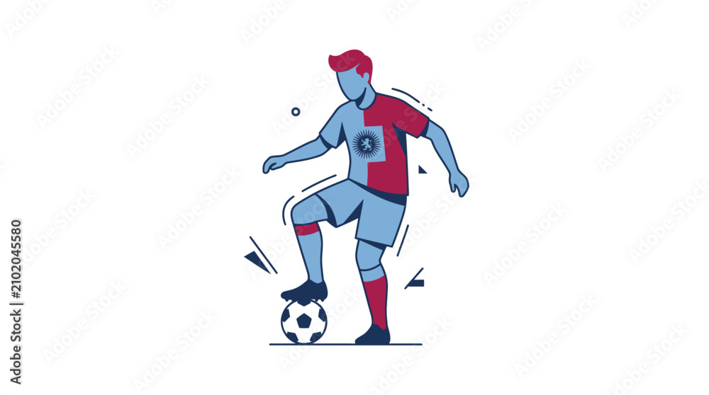 Fototapeta premium Modern professional soccer player illustration for sports marketing logo design on a clean white background