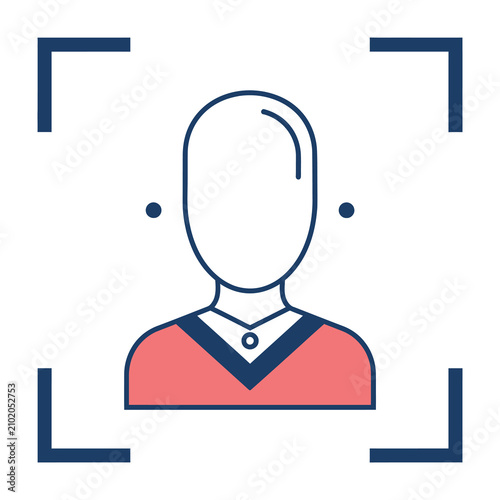 Bild auf Leinwand Simple line drawing of a person wearing a red shirt with blue trim