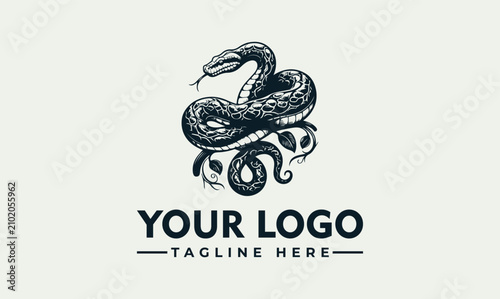 Photos A Reticulated python curled up on a logo template for business