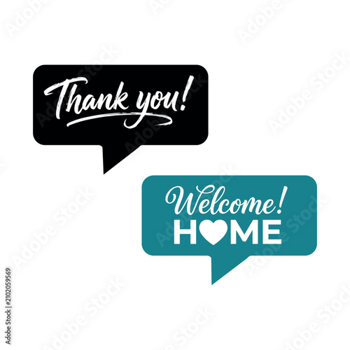 Welcome Home & Thank You Quote Bundle Modern Speech Bubble Typography