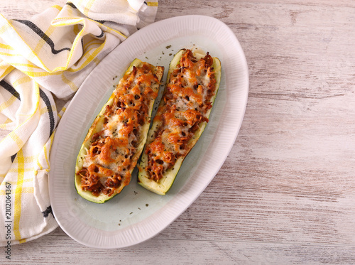 Courgette stuffed with mince meat