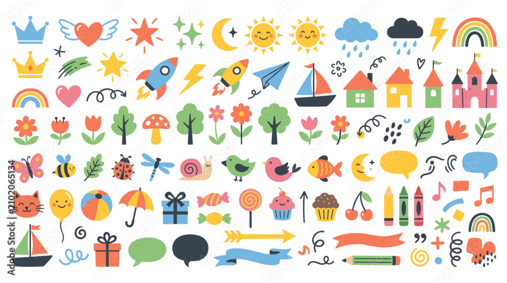 Fototapeta premium Fantasy and whimsical elements for children designs.