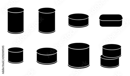 Canned Food Icons, Food Packaging Vector Set, Kitchen Storage Containers, Grocery Supplies Graphics