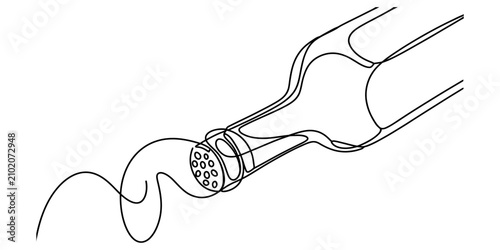 Foto Continuous single line drawing of a salt or pepper shaker pouring seasoning