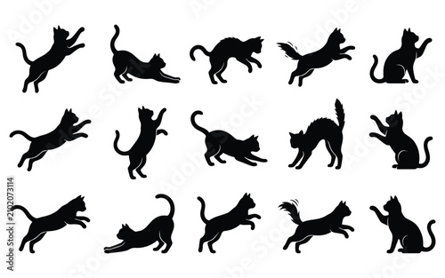 Cat silhouette collection playful feline poses for design projects
