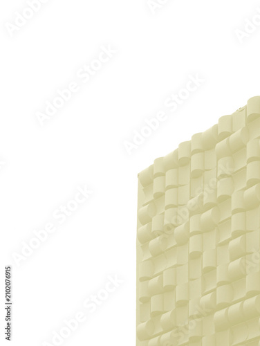 Foto A pale yellow, abstract pattern composed of curved and rectangular shapes blends into a bright white background