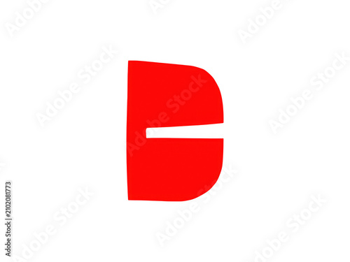Red letter e bold shape design element for creative projects isolated on transparent background