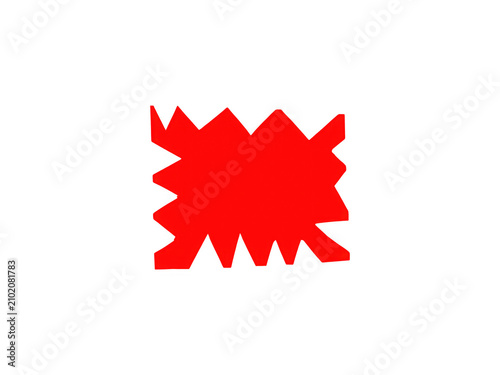 Red jagged shape icon with sharp edges and rough corners isolated on transparent background