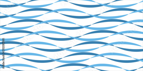 Minimalist wavy seamless pattern background. Blue water curve wave line. Chinese and Japanese traditional oriental blue texture. Asian ornament. Repeat texture for wallpaper. Vector illustration