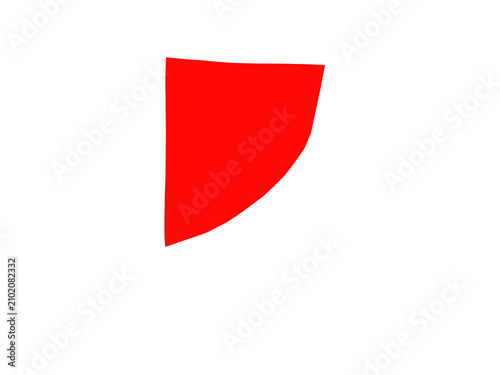 Simple red quadrant shape graphic for digital design projects isolated on transparent background