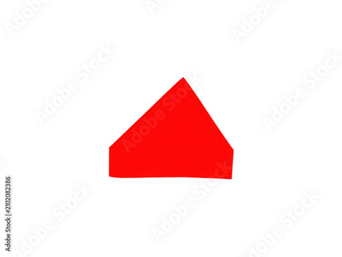 Simple red triangle shape icon isolated for graphic design isolated on transparent background