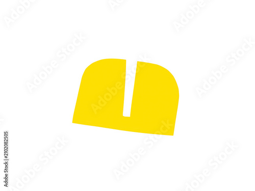 Simple yellow letter u shape icon for graphic design projects isolated on transparent background