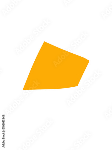 Solid orange irregular geometric polygon shape on flat plane isolated on transparent background