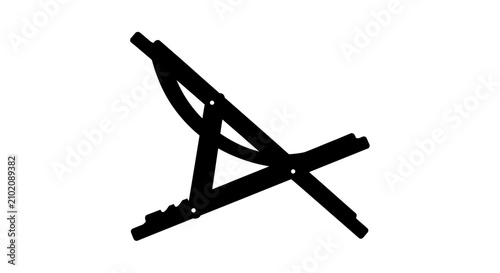 A black silhouette of a folding outdoor chair on white background