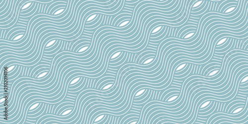 Minimalist wavy seamless pattern background. Blue water curve wave line. Chinese and Japanese traditional oriental blue texture. Asian ornament. Repeat texture for wallpaper. Vector illustration