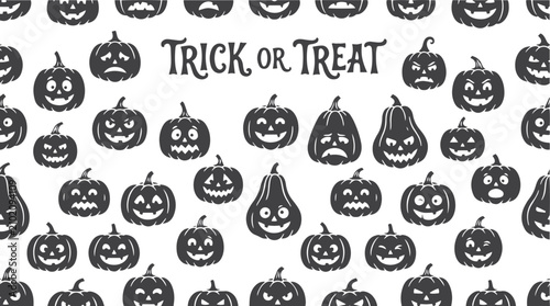 Obraz na płótnie Halloween pumpkin pattern with trick or treat text