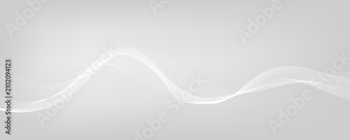 Obraz na płótnie Minimalist fine white line wave curve abstract vector design on grey gradient ba
