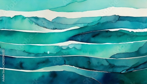 vibrant abstract watercolor teal turquoise stripes