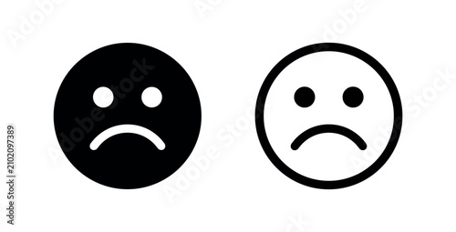 Foto Sad Face Frowny Icon Set - Negative Emotion and Dissatisfaction Symbol