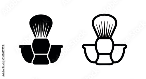 Fotografie Shaving brush and bowl icons for grooming