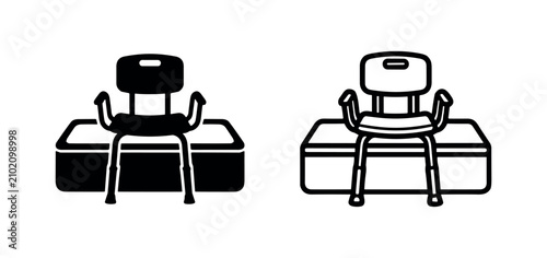 Bild auf Leinwand Bath transfer bench or commode chair icon set