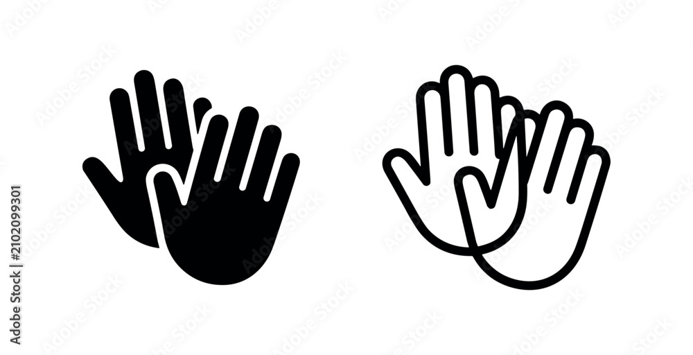 Fototapeta premium Clapping hands icon set. Applause symbol in solid and outline style, celebrating success and recognition.