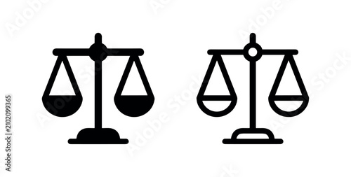 Canvas Print Balance scale icon set, justice and equality symbol in solid and outline styles for law and fairness